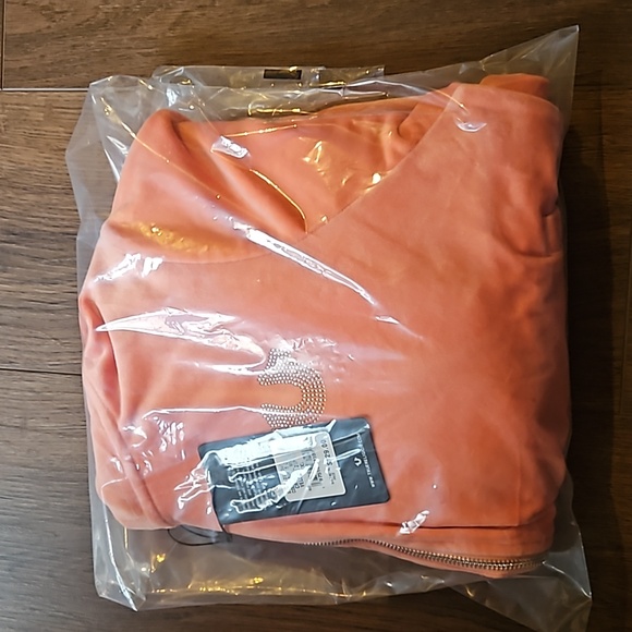 TRUE RELIGION CRYSTAL HS WING VELOUR ZIP HOODIE- BURNT CORAL SIZE XXL - Picture 9 of 12